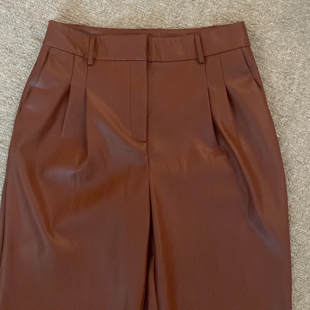 Revolve House of Harlow 1960 High Rise Faux Leather Straight Leg Trouser Pants 4 - Picture 8 of 10